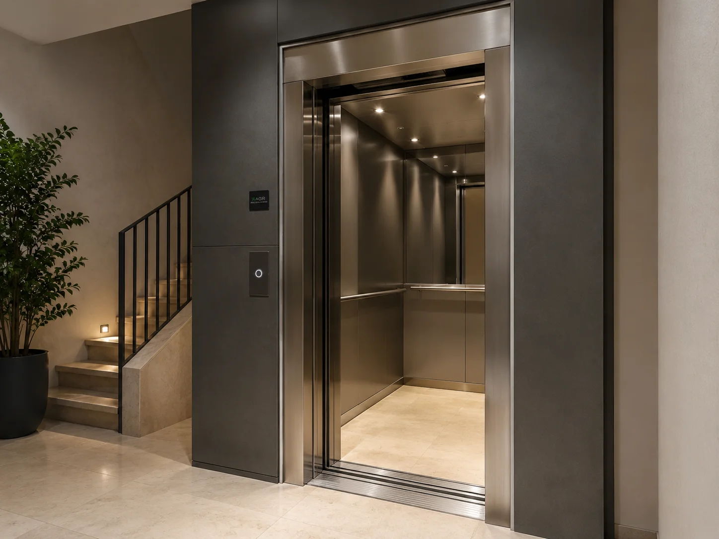 Ascensor de marca propia AGR recién instalado en un edificio residencial